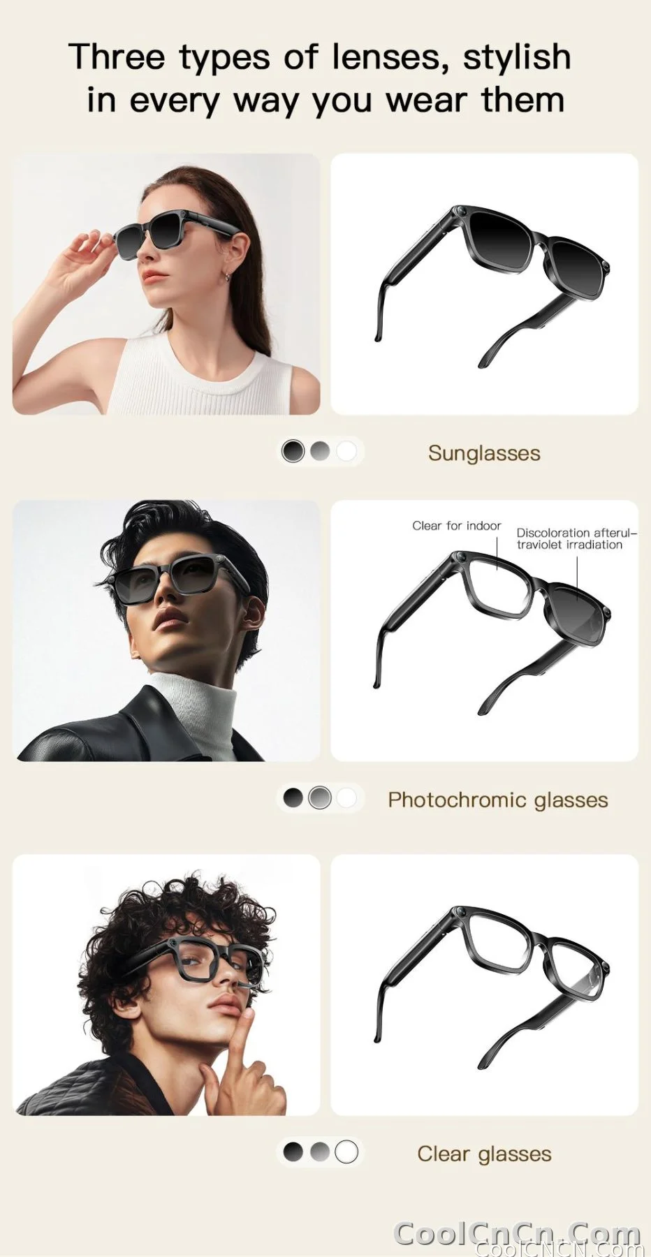 2026 New 800W Pixel Camera 1080P Video Recording Smart Glasses Men AI Voice Assistant Music Player Translation Sports Sunglasses - detail