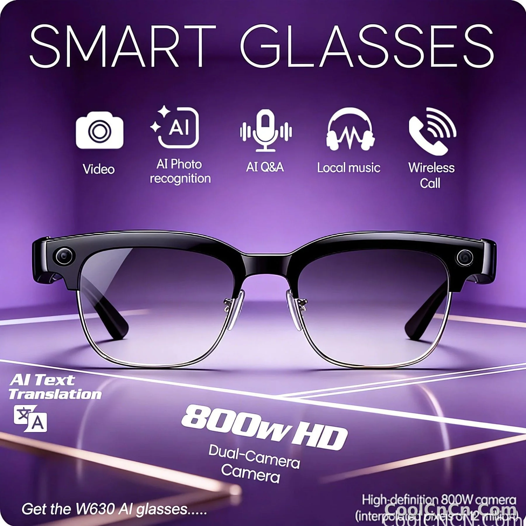 2026 New 8K HD AI Smart Glasses Men with Chat GPT 800MP Camera Bluetooth Call AI Translation Voice Assistant Control Unisex Sung
