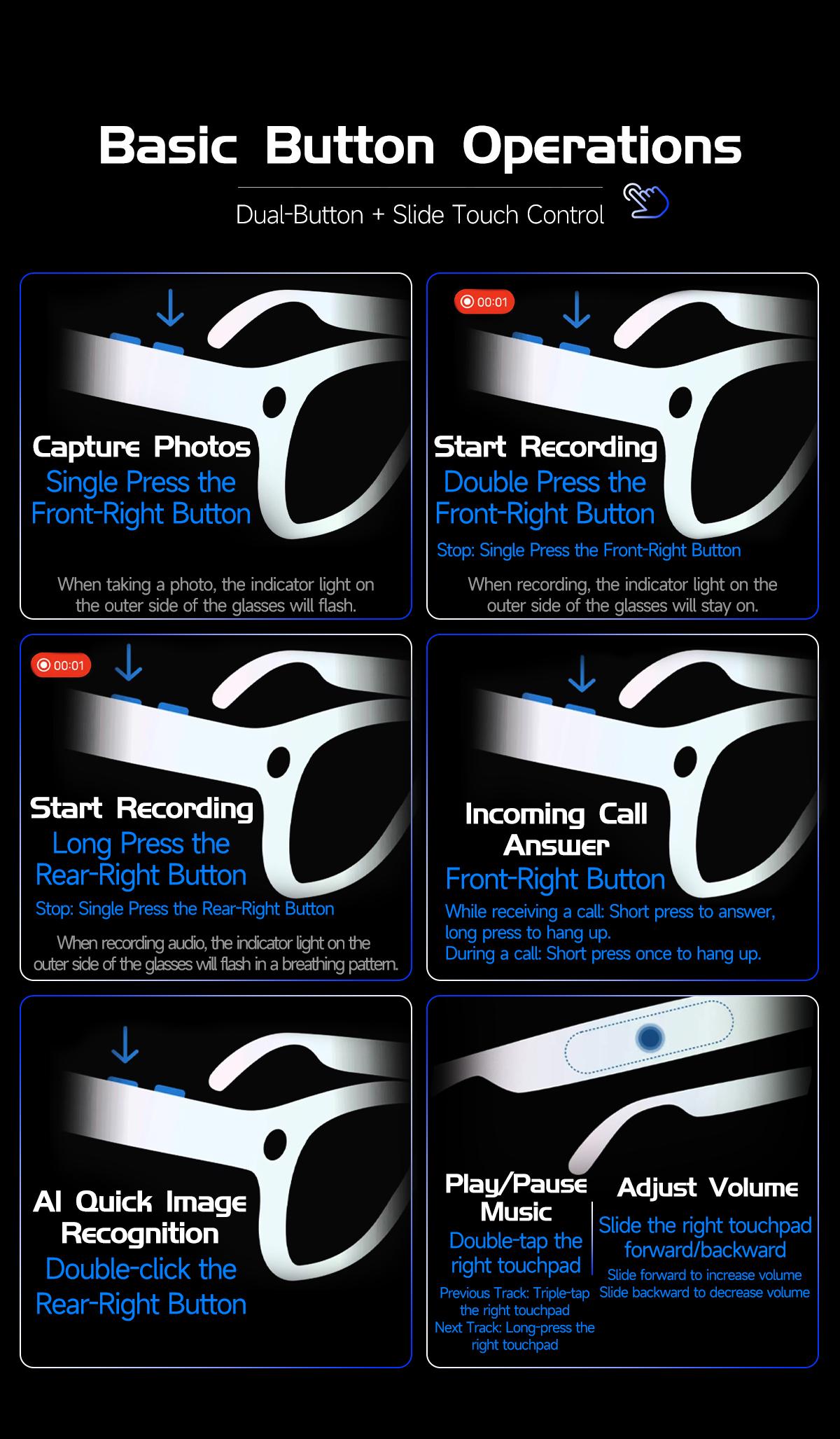 2026 New 8K HD AI Smart Glasses Men with Chat GPT 800MP Camera Bluetooth Call AI Translation Voice Assistant Control Unisex Sung - gallery