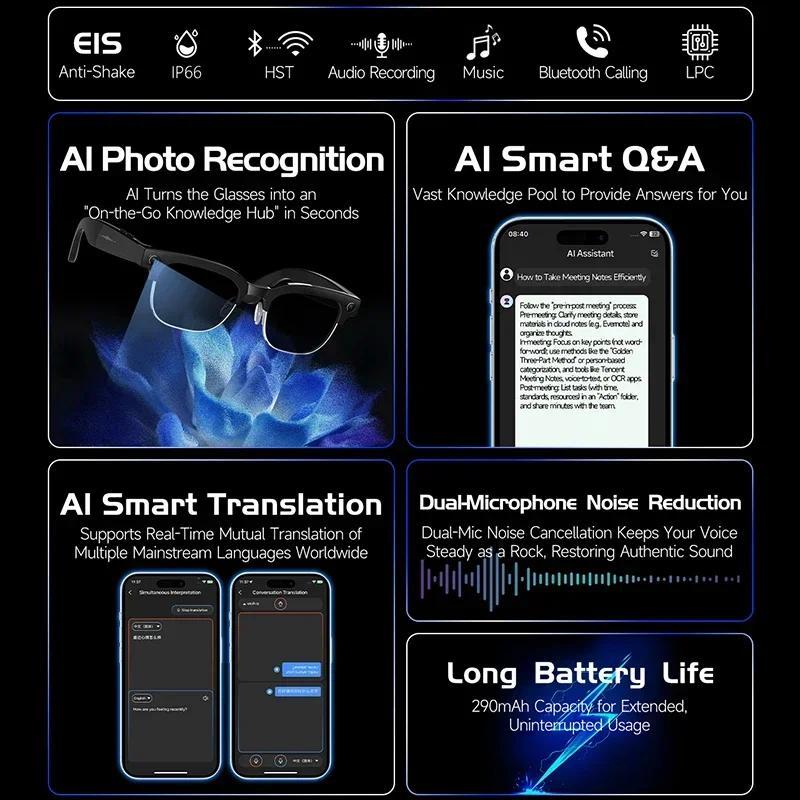 Smart Glasses 800W Camera 2026New Technologies Video Recording AI Photo Recognition Bluetooth Calls Voice Translation Sunglasses - gallery