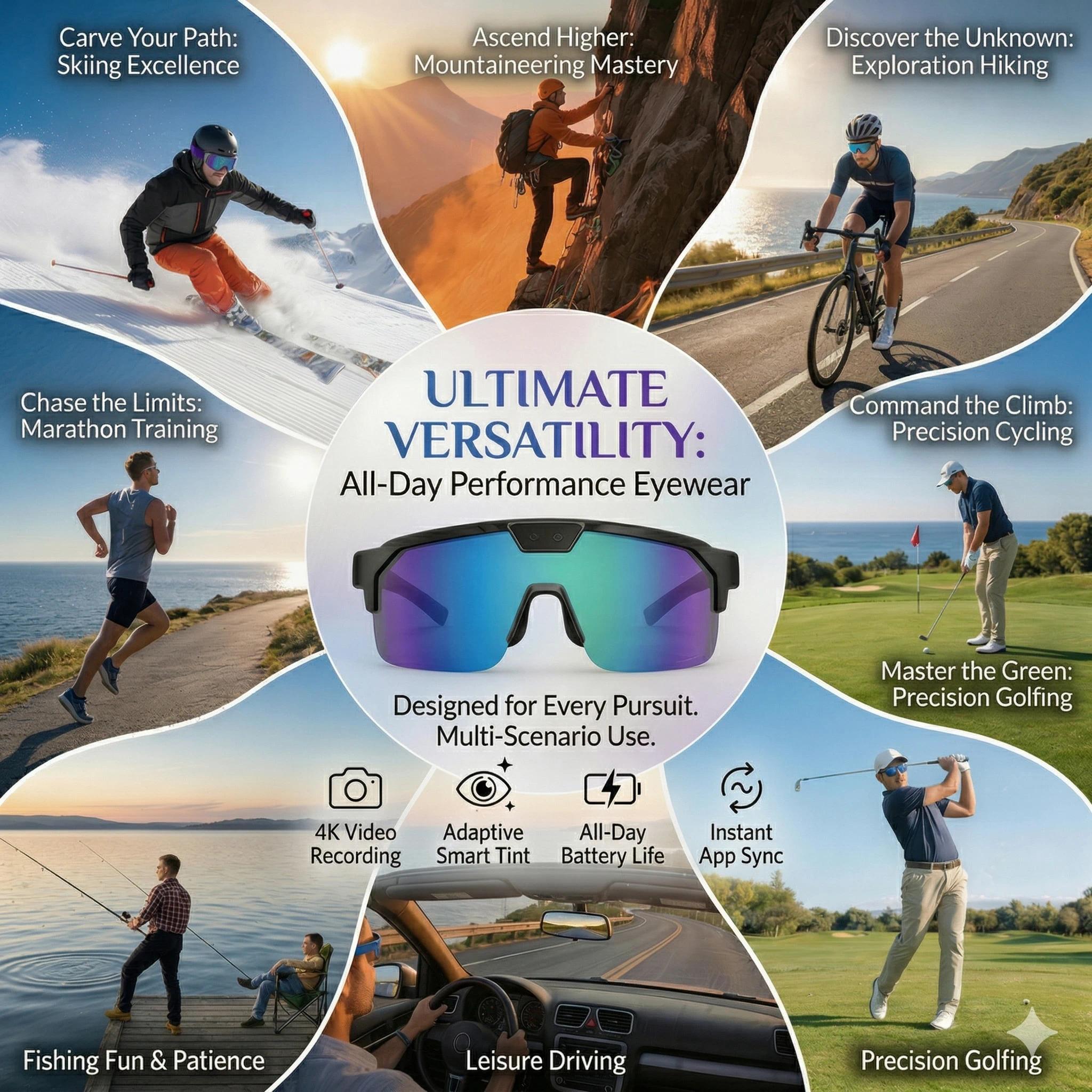 2026 New AI Sport Cycling Smart Glasses 80MP Camera 1200P HD Video Bluetooth 5.3WiFi Open Ear Riding Speaker Real-Time Translate - gallery