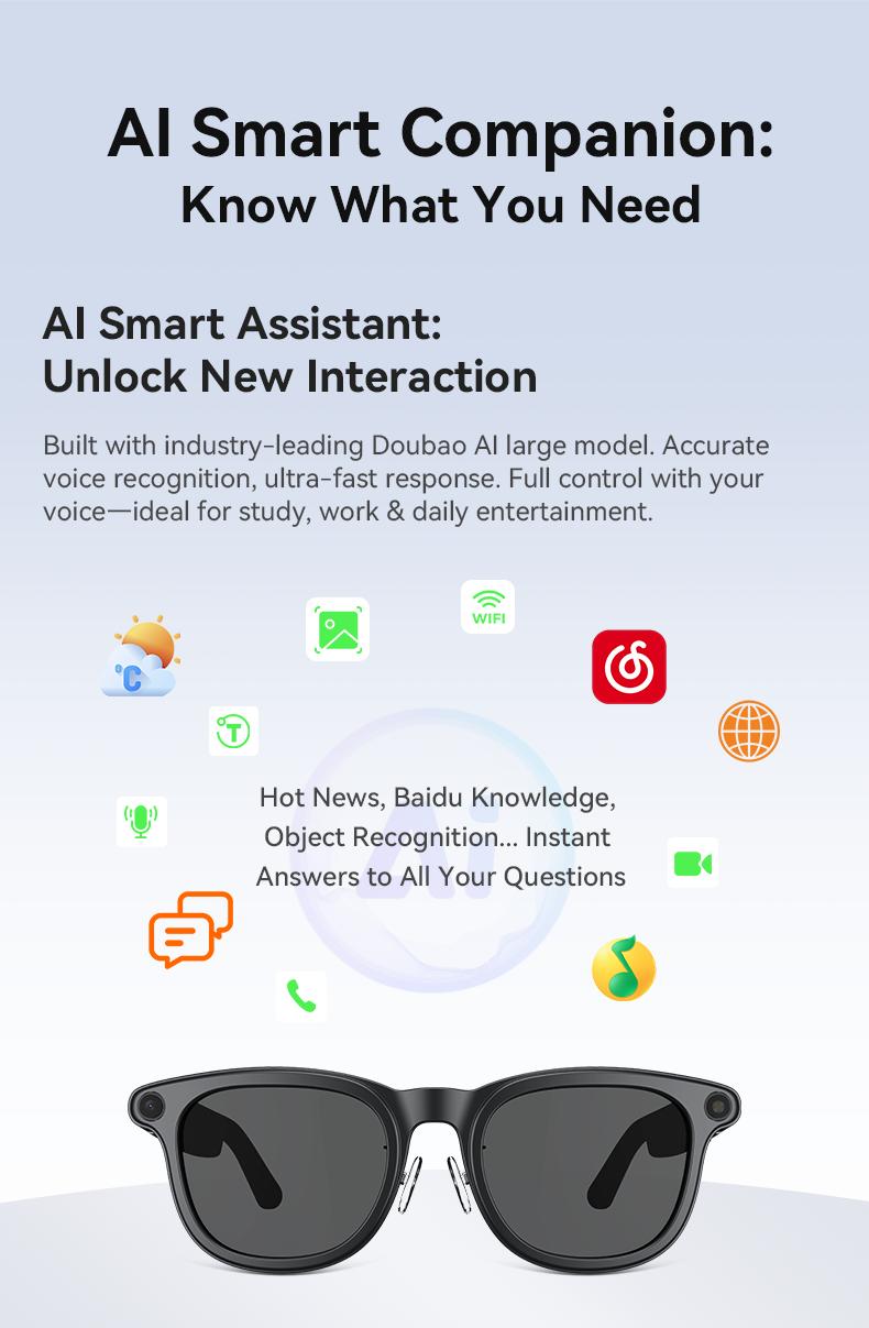AI Smart Audio image Glasses, 3600mAh Charging Case, Hands-Free Call, Open-Ear Headphones, for Driving, Running, Daily Use - gallery