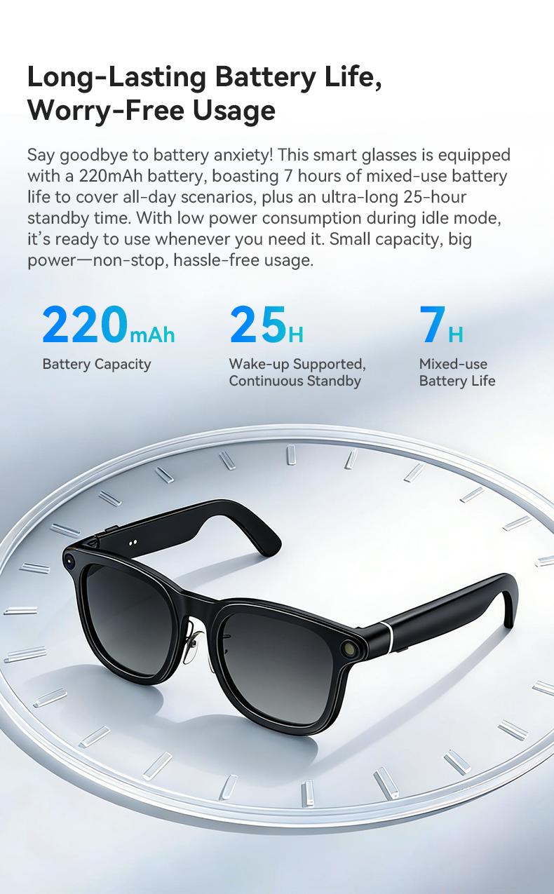 AI Smart Audio image Glasses, 3600mAh Charging Case, Hands-Free Call, Open-Ear Headphones, for Driving, Running, Daily Use - gallery