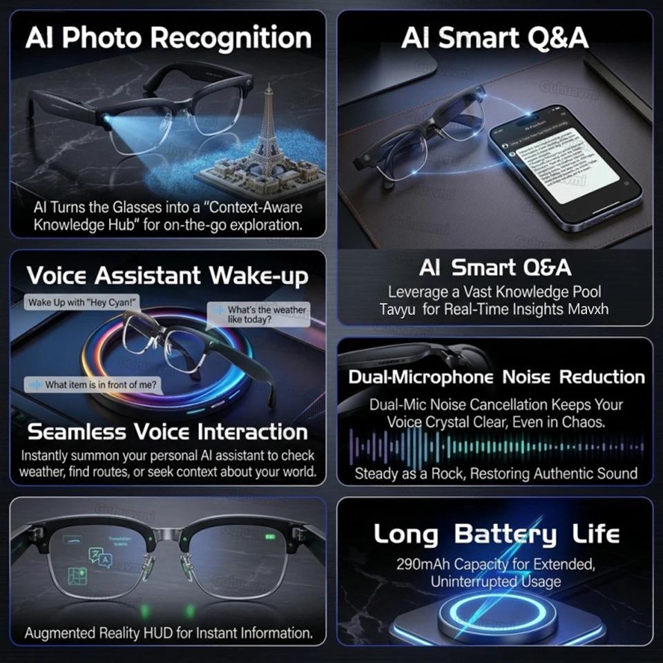AI Smart Glasses Translation 800W Pixel Camera Video Music Player Call Business 8K Sunglasses Glasses Men For Travel Work 2026 - gallery