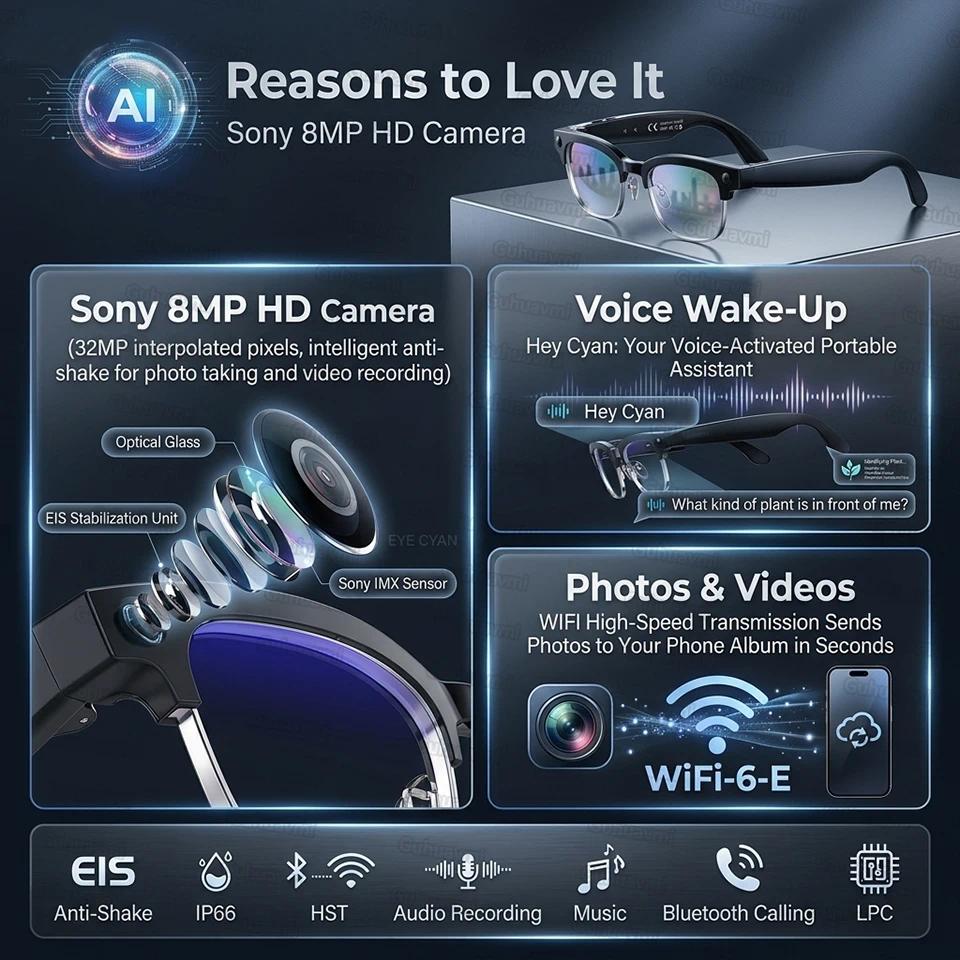 4K 800W HD Camera AI Smart Glasses 2026 ChatGPT Record Video Languages Translation Music Player Sunglasses Glasses With Camera - gallery
