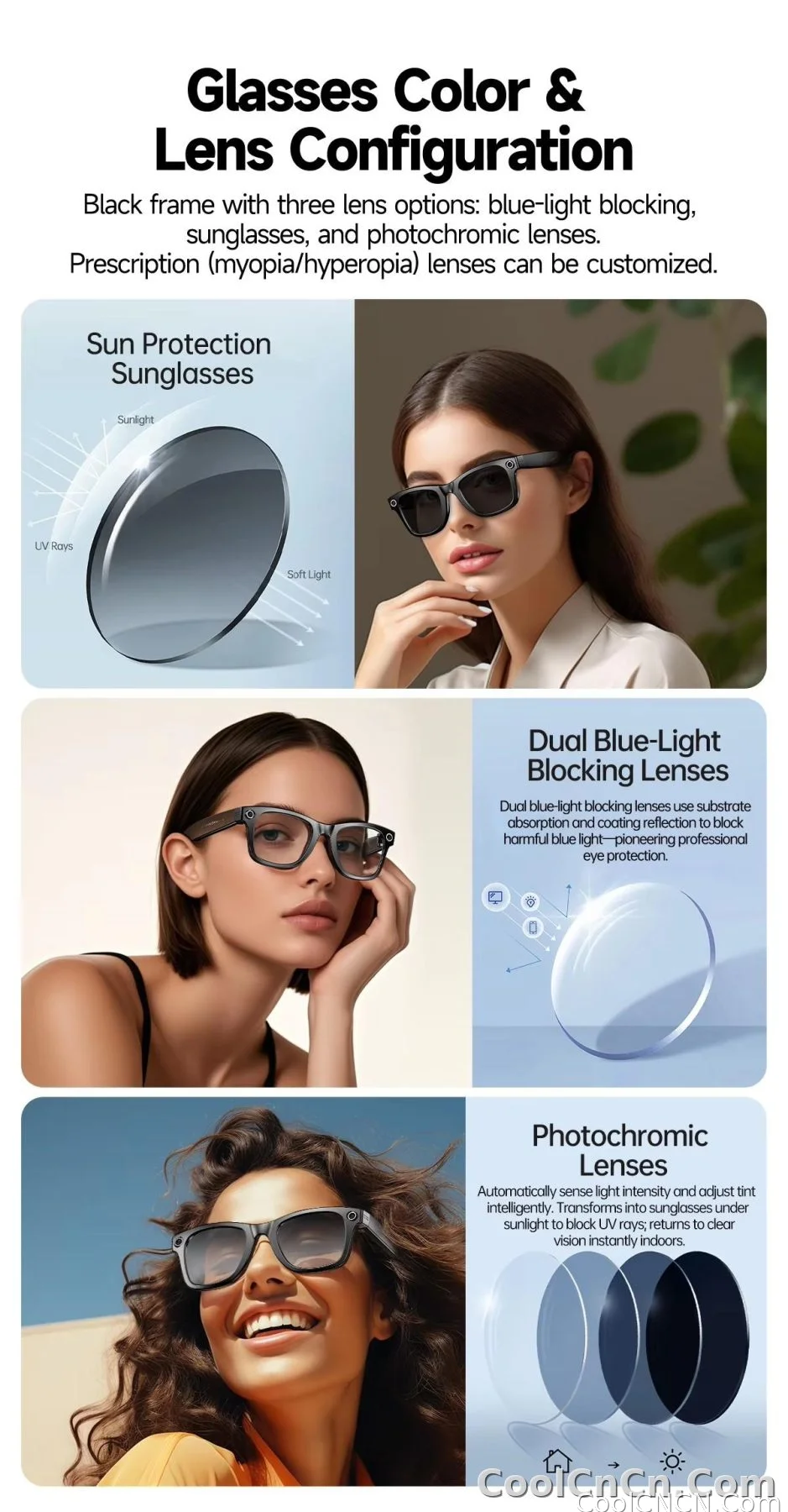 W610 AI Smart Glasses with Video Camera 800W Outdoor Sunglasses Wi-Fi Transfer BT Calling Audio Record Smart Wearable Headset - detail