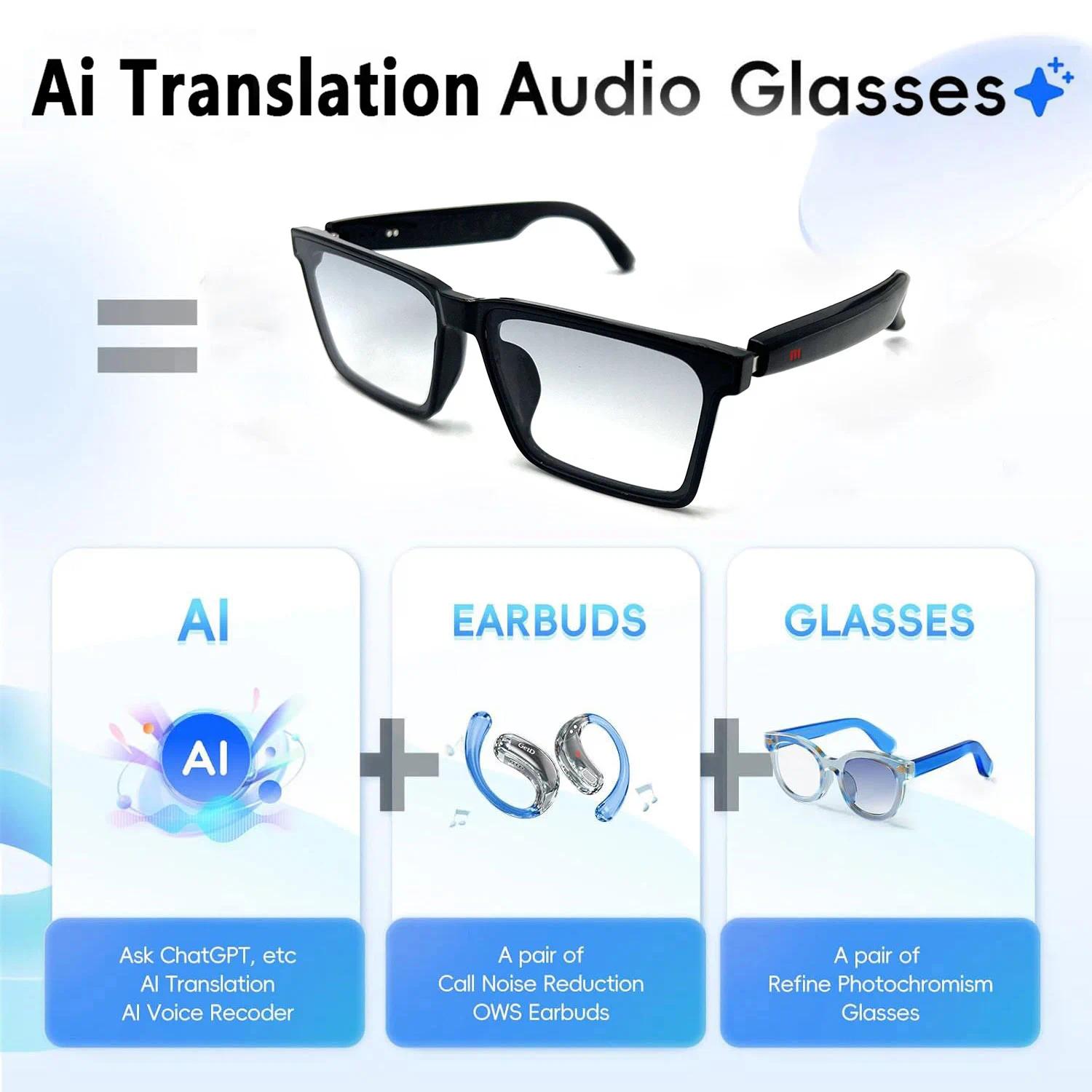 Smart Audio Glasses with Real-Time Translation Hi-Fi Music Playback Noise-Cancelling Voice Calls And Photochromic Lenses - gallery