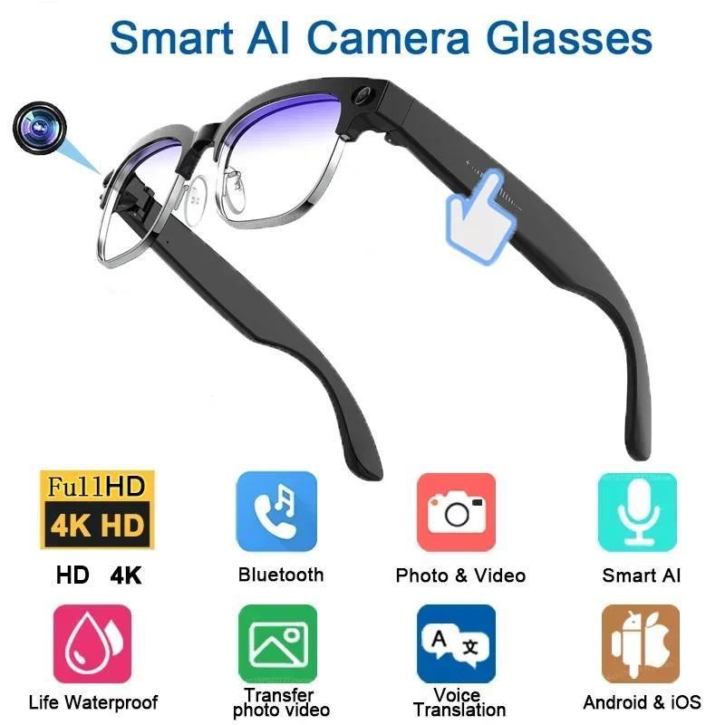 With Camera AI 4K Glasses New Upgrade 800W HD Video Recording AI Photo Recognition Translation Bluetooth Call Voice Sunglasses - gallery