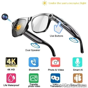 With Camera AI 4K Glasses New Upgrade 800W HD Video Recording AI Photo Recognition Translation Bluetooth Call Voice Sunglasses - view 17