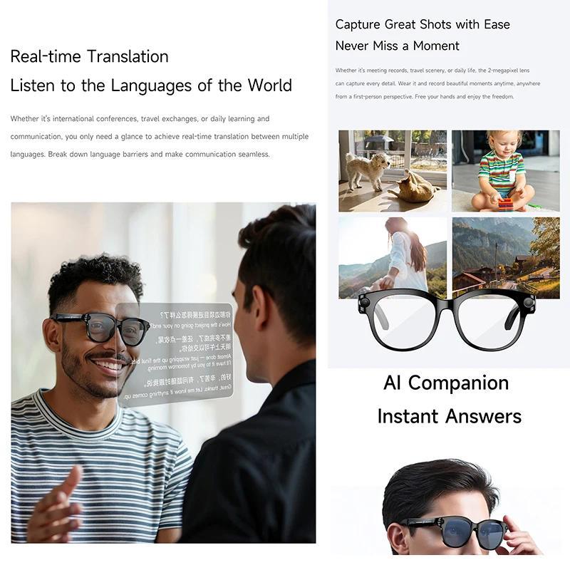 2026 New Smart Glasses Listening To Music Open Listening AI Translation AI Voice Assistant AI Image Recognition Smart Glasses - gallery