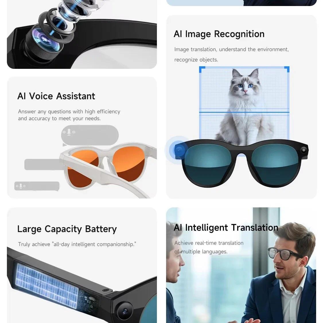 2026 New AI Smart Glasses for Photography And Video Intelligent Interactive Translation Feature Compatible with IOS And Android - gallery