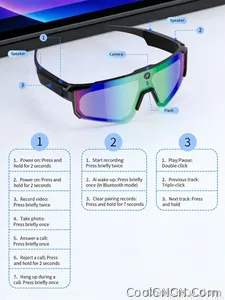 New AI Sports Smart Glasses 8MP Camera 2026 Outdoor Cycling Headphones Touch Control Windproof Bluetooth Translation Sunglasses - view 22