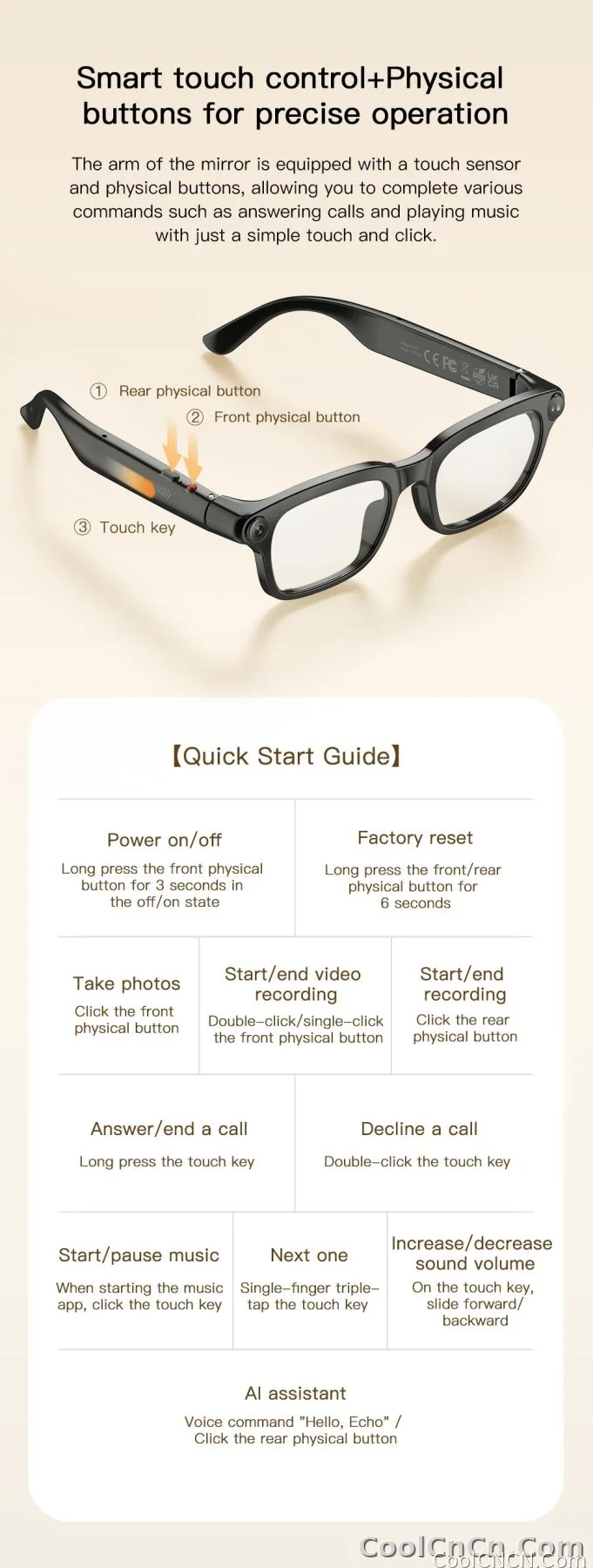 New Business Sports Smart Glasses Men 8MP Anti-shake Camera 100+Language Translation ChatGPT AI Assistant Video POV AI Sunglass - detail
