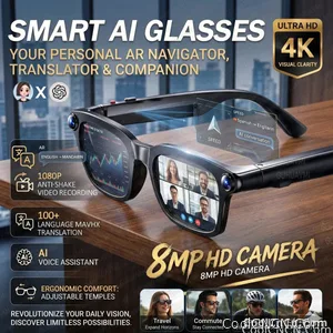 New Business Sports Smart Glasses Men 8MP Anti-shake Camera 100+Language Translation ChatGPT AI Assistant Video POV AI Sunglass - view 1