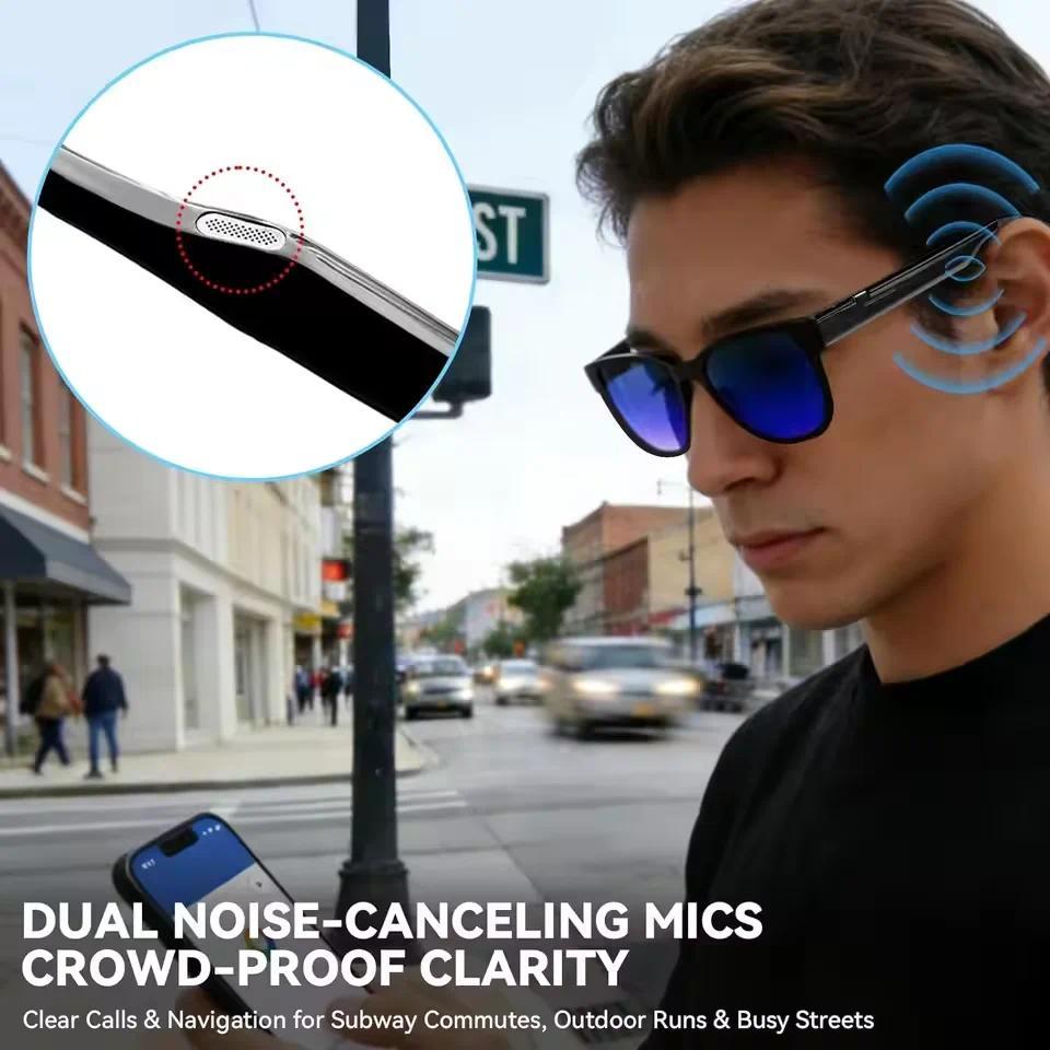 New Pro Smart Audio Sunglasses 2026 AI Translation Q&A Bluetooth HD Sound ENC Dual Mic Touch 4-Speed Color Change IP65 TR90 Men - gallery