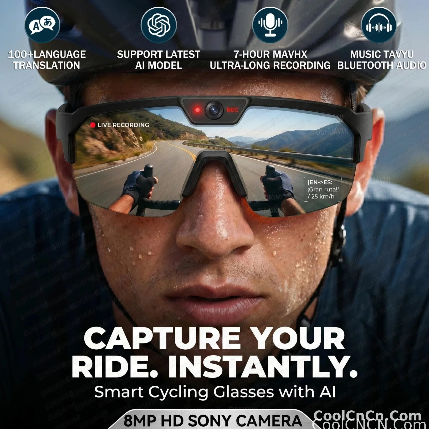 2026 New AI Smart Sports shooting&recording Glasses 800W Camera HD Anti-shake Bicycle Riding Shooting Artifact Windproof Goggles