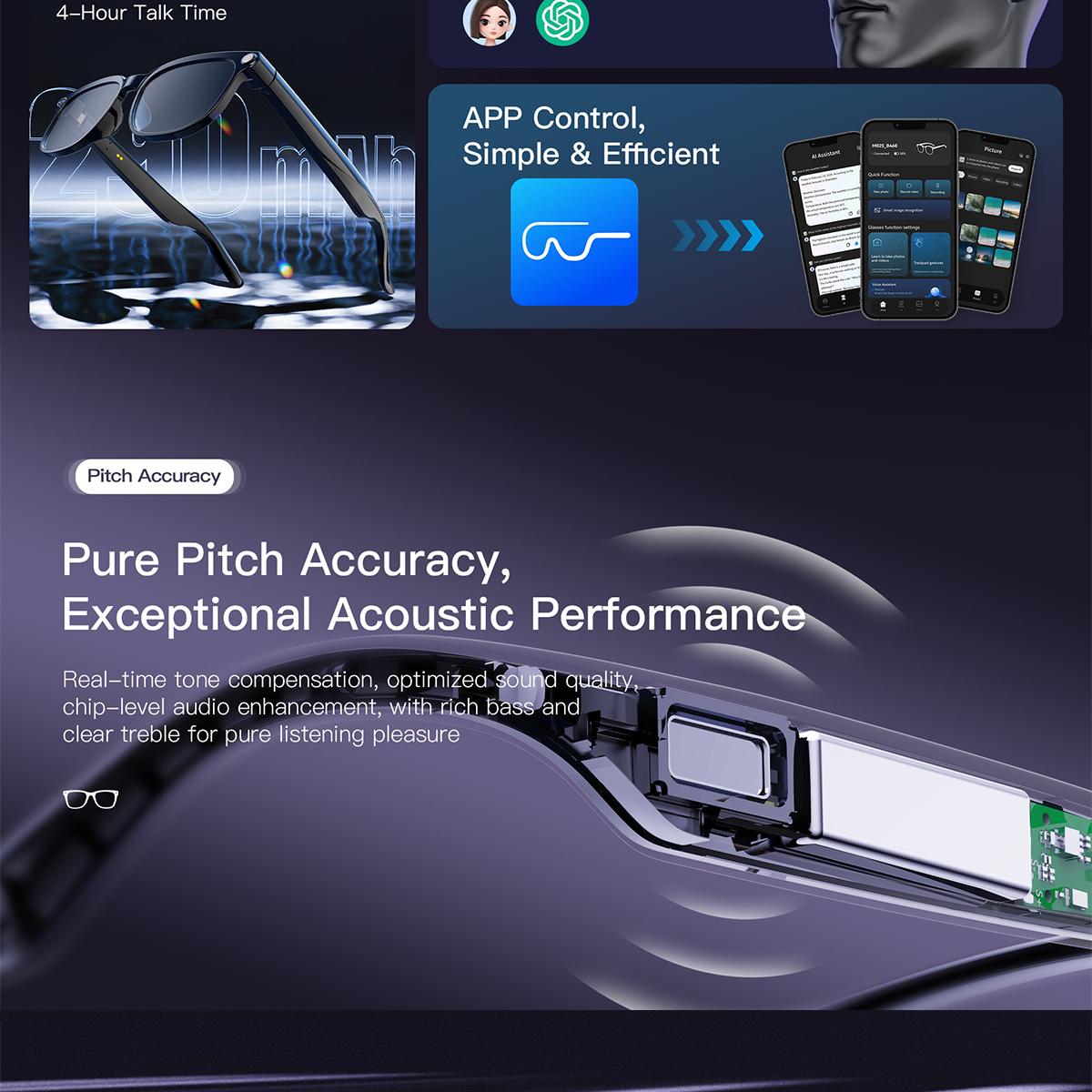 AI Smart Glasses Camera Sunglasses Wireless Bluetooth Touch Call Meeting For Men Real Time Translation Glasses With Camera Music - gallery