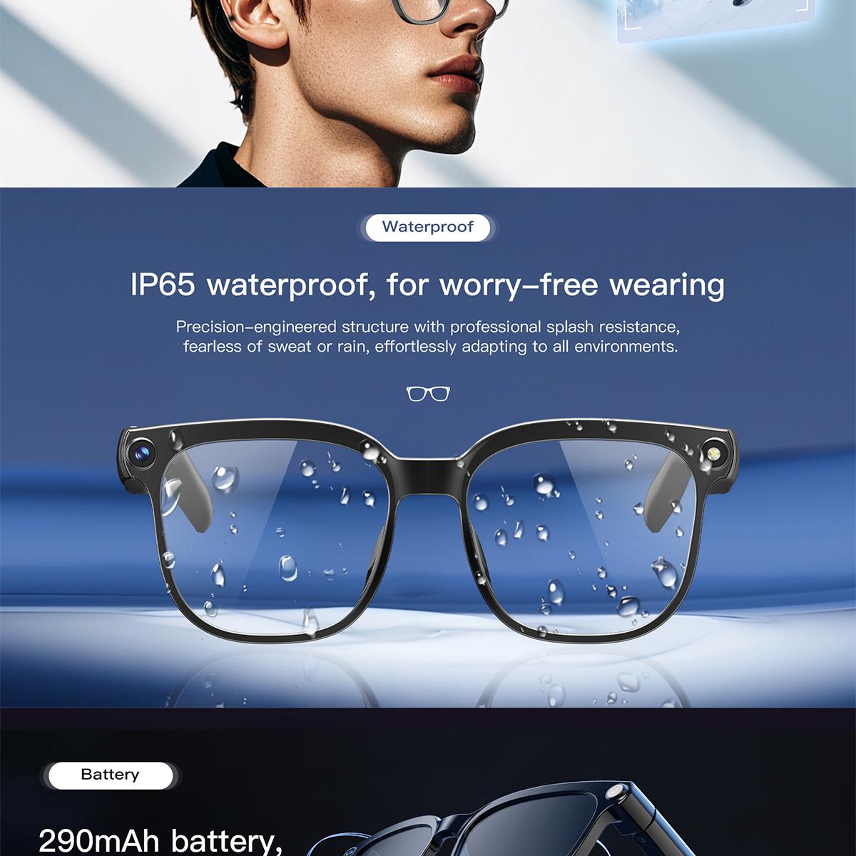 AI Smart Glasses Camera Sunglasses Wireless Bluetooth Touch Call Meeting For Men Real Time Translation Glasses With Camera Music - gallery