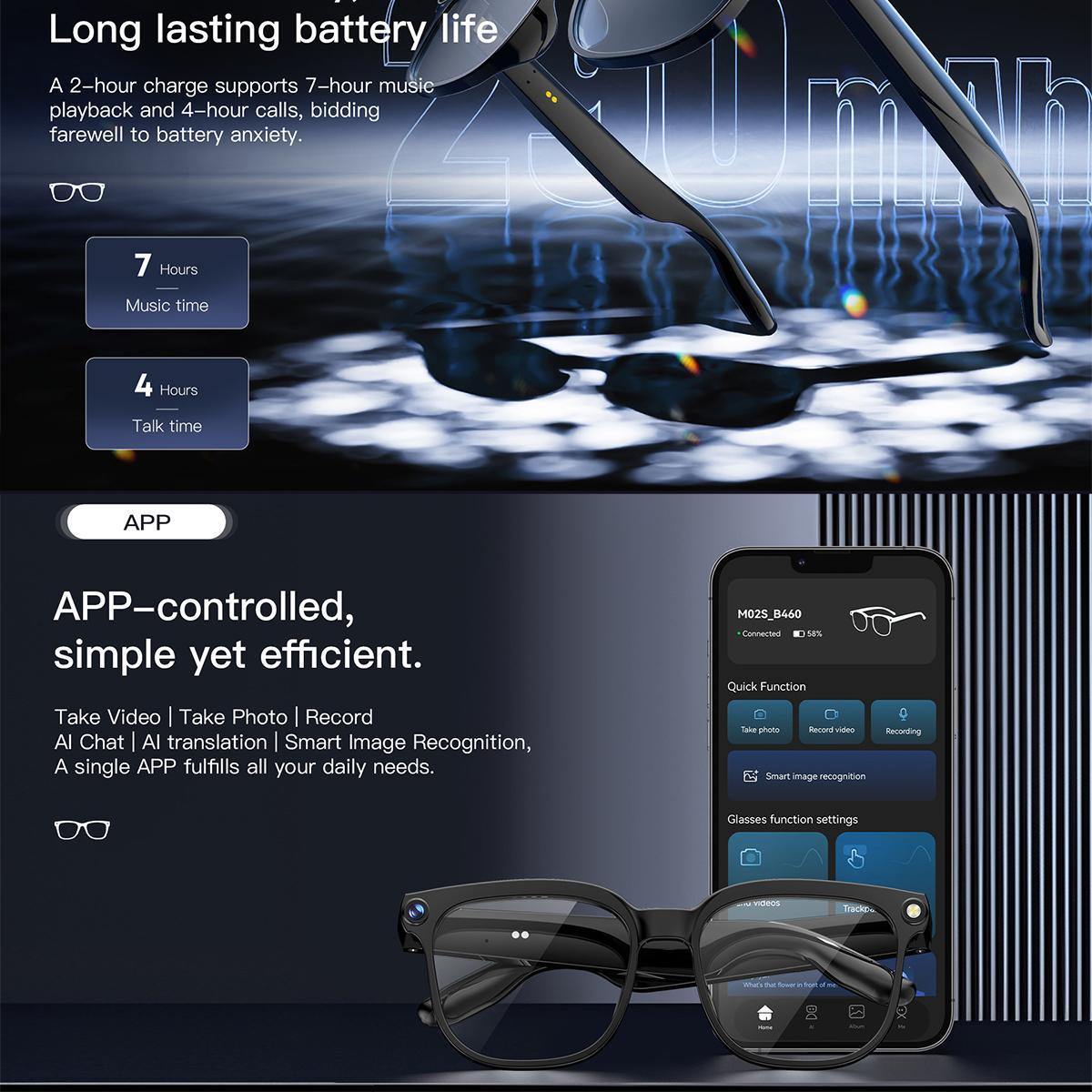AI Smart Glasses Camera Sunglasses Wireless Bluetooth Touch Call Meeting For Men Real Time Translation Glasses With Camera Music - gallery