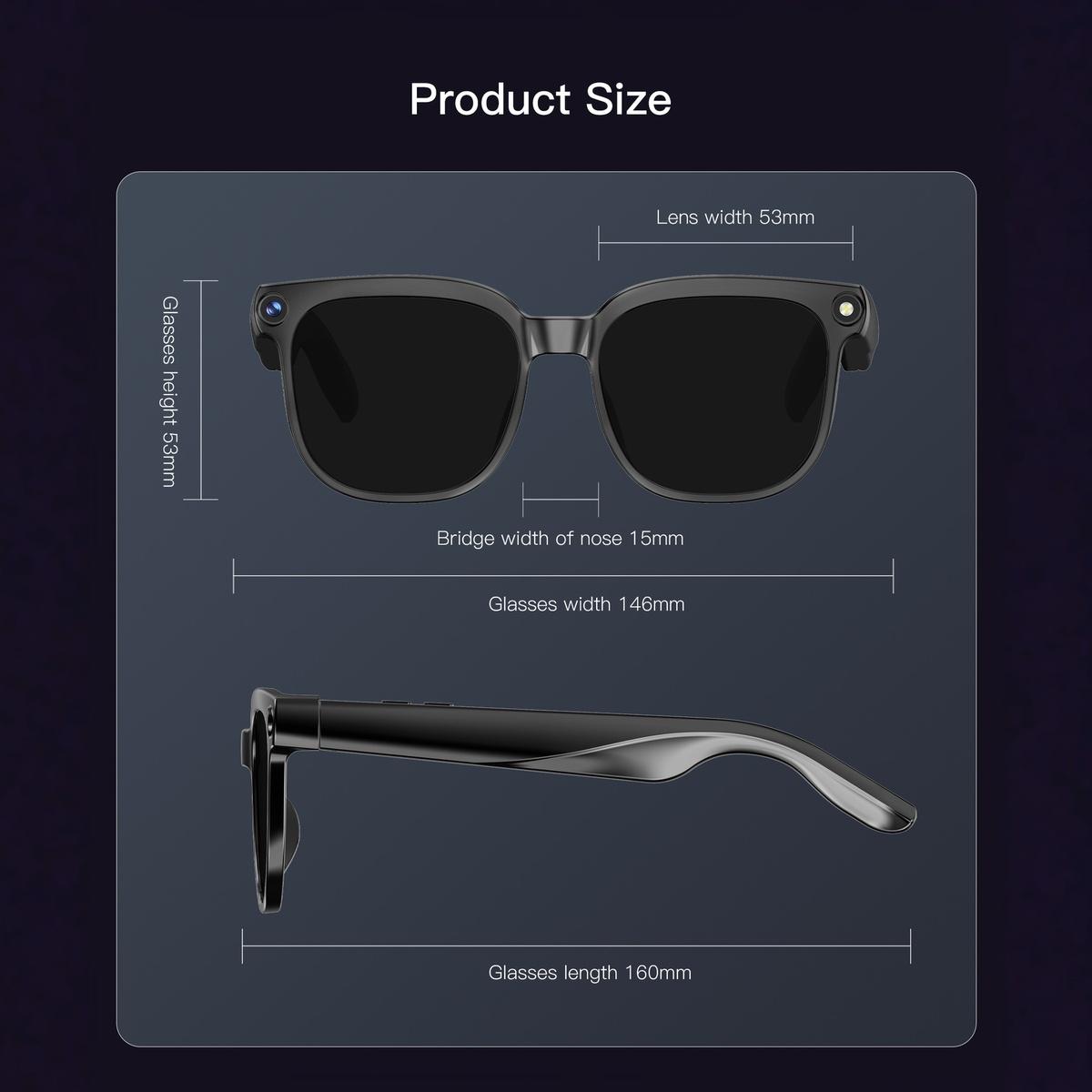 AI Smart Glasses Camera Sunglasses Wireless Bluetooth Touch Call Meeting For Men Real Time Translation Glasses With Camera Music - gallery