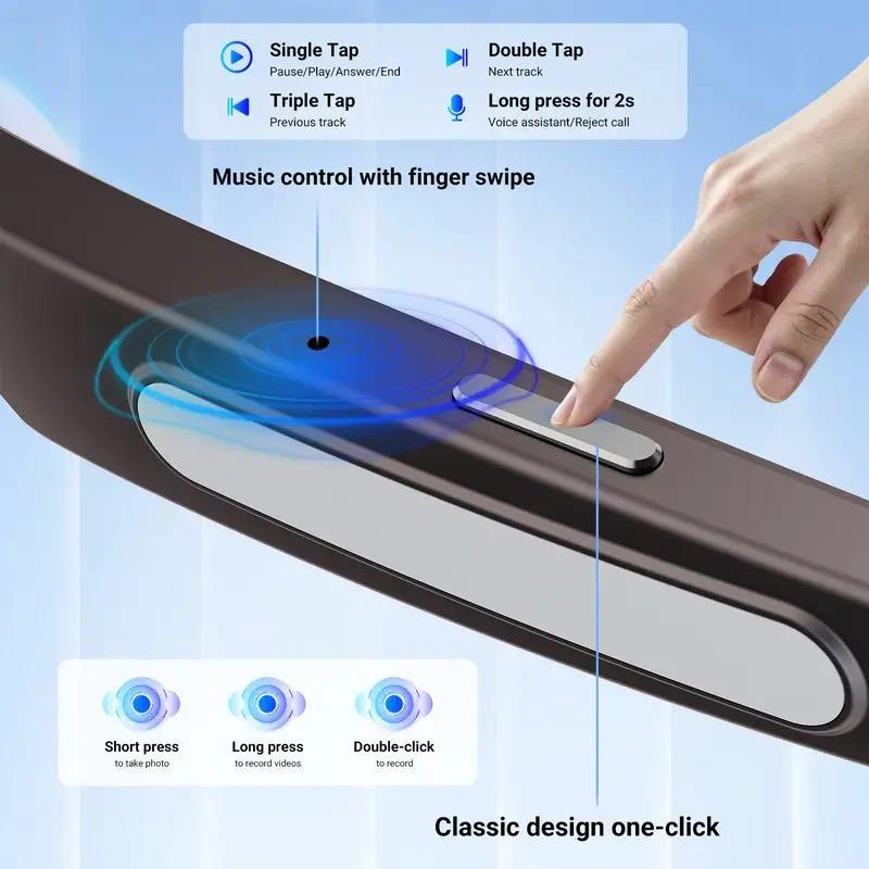 2026 New AI Smart Glasses,AI ChatGPT and Gemini-2.5 with 164 Translations Supported,Bluetooth Glasses for Men Women,Music Playback & Hands-Free Calling,Photochromic Lens,IP67 Waterproof - gallery