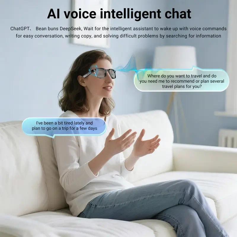 2026 New AI Smart Glasses,AI ChatGPT and Gemini-2.5 with 164 Translations Supported,Bluetooth Glasses for Men Women,Music Playback & Hands-Free Calling,Photochromic Lens,IP67 Waterproof - gallery