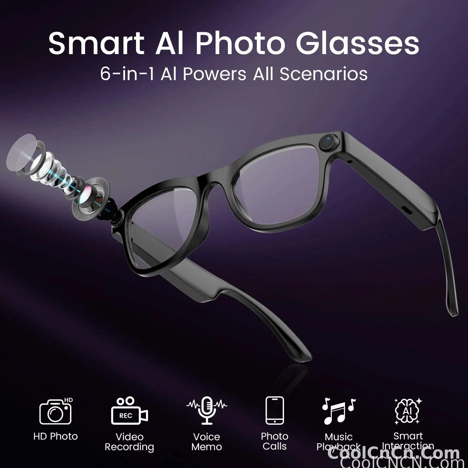 AI smart glasses with 200W pixels, equipped with a camera and video glasses