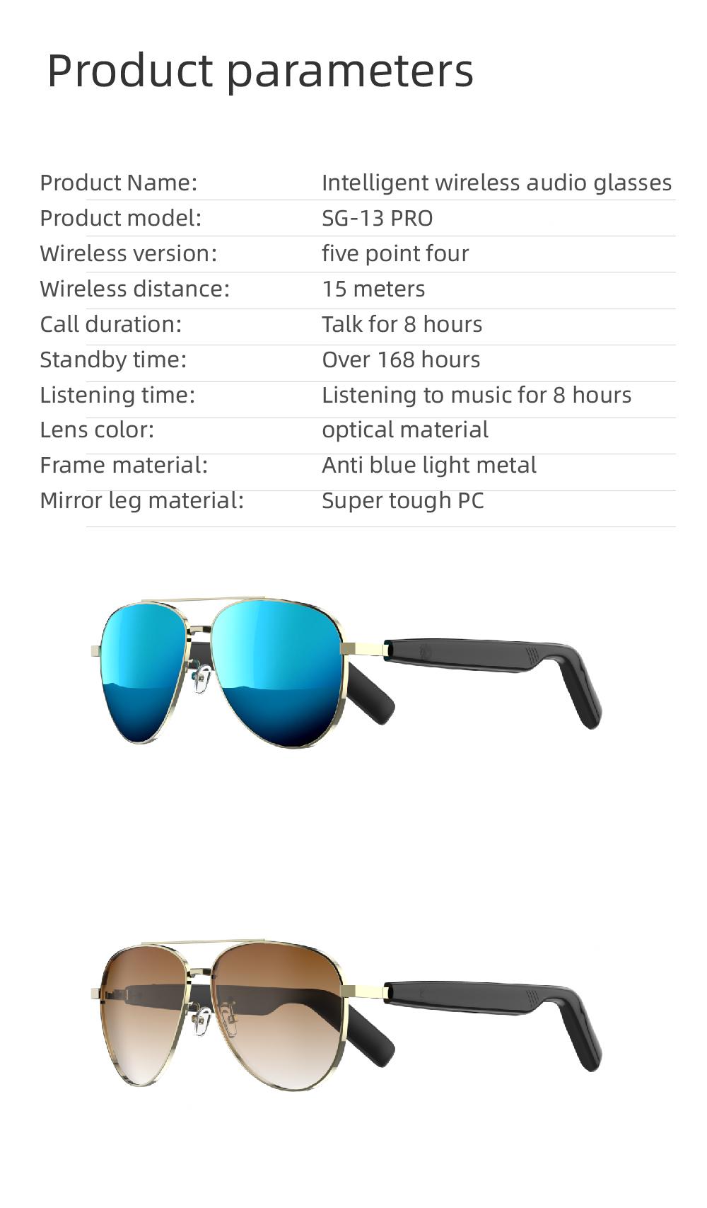 SG13 Smart Eyewear With Immersive Open Ear Audio, Stylish Gradient Frame, Bluetooth 5.4 Wide Compatible With iOS And Android - gallery