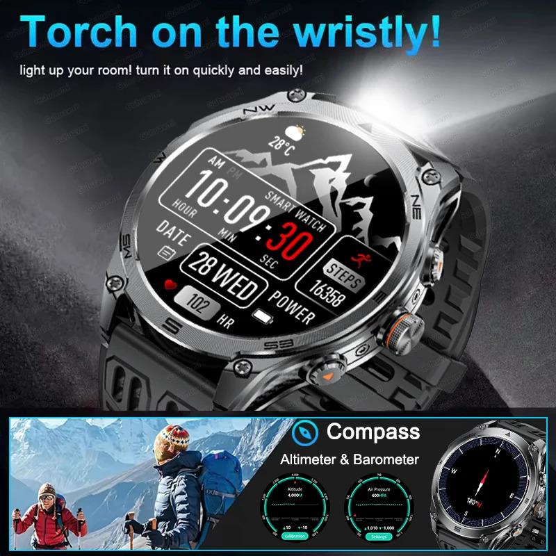 CoolWiz Smart Watch Military Grade with GPS for Men, 1000mAh Battery, 10 ATM Water Resistance, Compass, Blood Pressure Monitor, Call Function, Sports Smart Watch for Outdoor Activities and Everyday Use
