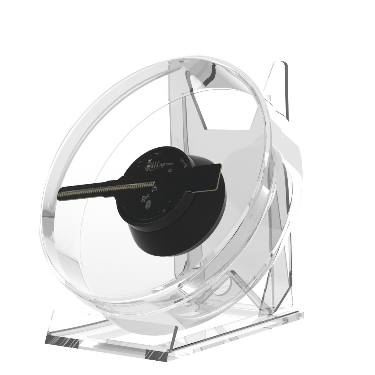 3d Holographic Advertising Lights LED Desktop Model Fan Screen With Audio Playback With Transparent Cover Holographic Fan