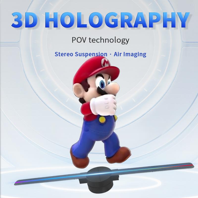 3D holographic naked eye suspended projection advertising machine LED fan aerial imaging ultra thin advertising machine