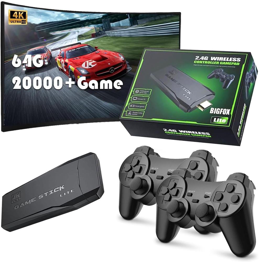 Portable Retro Game Console 20000 Games 64G Built-in 2.4G Wireless for GBA/FC/PS1/MD 4K HD Dendy Video Game Stick