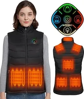 Premium KOVNLO Womens Heated Vest, 5 in 1 Smart Controller, Lights-out Design, Electric Heated Jackets (Battery Pack Not Included) — Travel Friendly