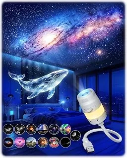 Hot Item Galaxy Starry Sky Night Light Projector Plug and Play HD · Star Ocean Holographic Night Light Projector 360°Adjustable Mini Projector for Ceiling Bedroom Car Decor Gift (13 Films) — Gift Set Edition