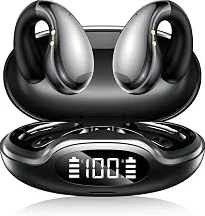 Trending Now Upgraded Ultra Open Ear Earbud Wireless Bluetooth 5.4, Clip on Ear Buds with AI Translation Earbuds Real Time 50H Playtime & Crystal Clear Sound Bone Conduction Earbuds for Travel, Business, Sports — for Men Women