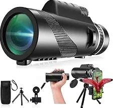 Trending Now Monocular-Telescope 80x100 High Powered Monoculars High Definition for Adults High Powered with Smartphone Adapter Telescope Hunting Wildlife Bird Watching Travel Camping Hiking-Black — Compact & Portable