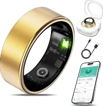 Premium Smart Health Ring Fitness Tracker for Men Women, Gold 9 — Compact & Portable