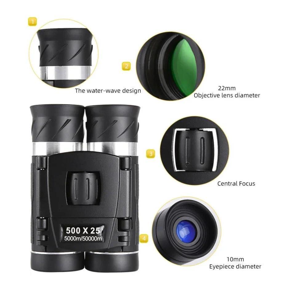 NEW 500X25 Hd Zoom 5000M/50000M Binoculars Telescope Folding Long-Distance Vision Micro Telescope For Camping Outdoor Sports
