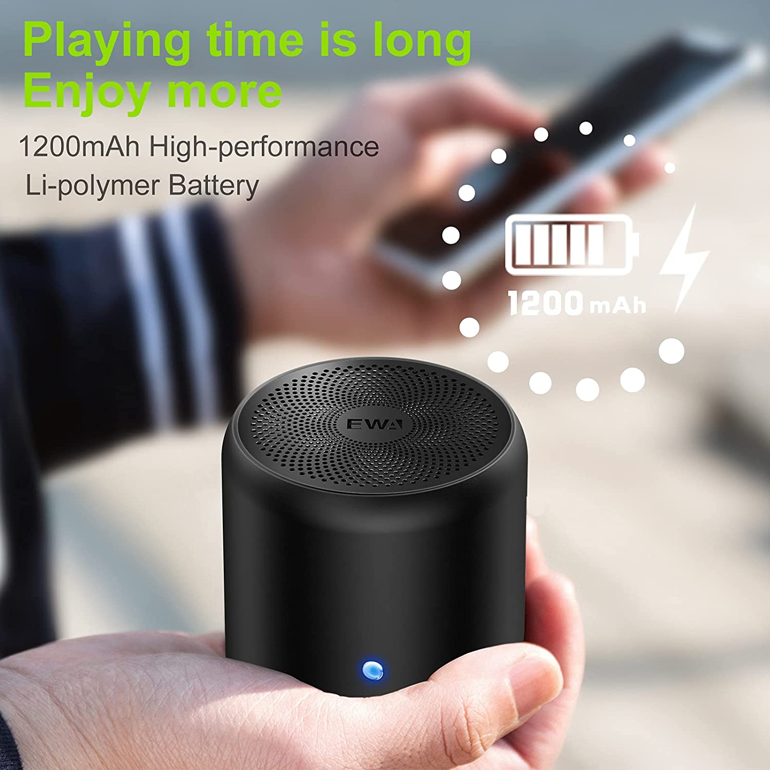 EWA Portable Bluetooth Speaker 8W StormBox Blast Outdoor Wireless Speaker Dual Stereo Party Camping Speaker 1200 mAh 4H Playtime