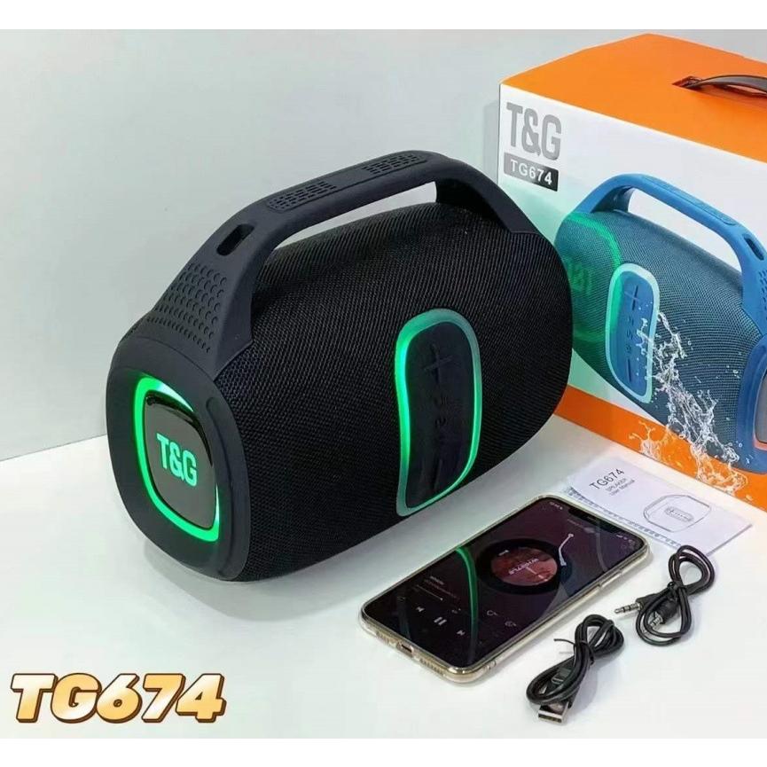 TG-674 Wireless Bluetooth High Quality Stereo Bass Waterproof BT Speaker LED RGB Light Portable Fabric Active Speaker FM Radio
