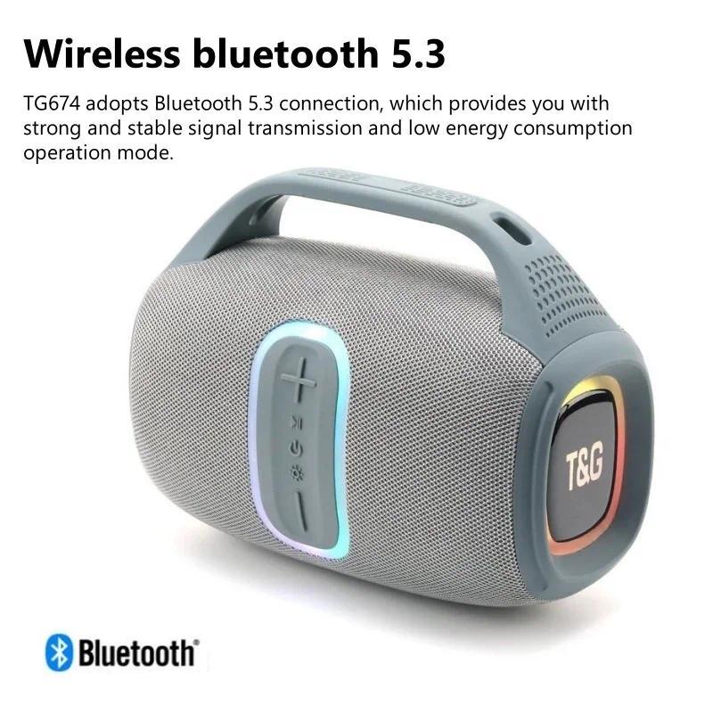 TG-674 30W Subwoofer Bluetooth Loudspeaker Hand-held Bass Stereo Portable Wireless Speaker Large Battery Support FM/TF Function
