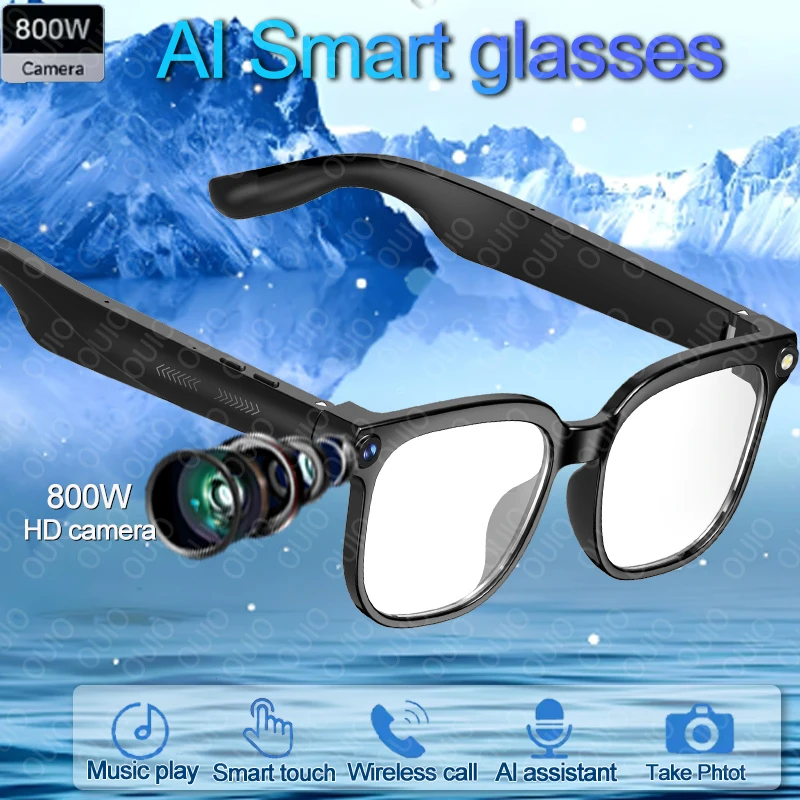 2026 New 4K Smart AI Glasses 800W pixel AI Shooting Camera HD Photo Video Voice Translation Waterproof Bluetooth Call AI Glasses