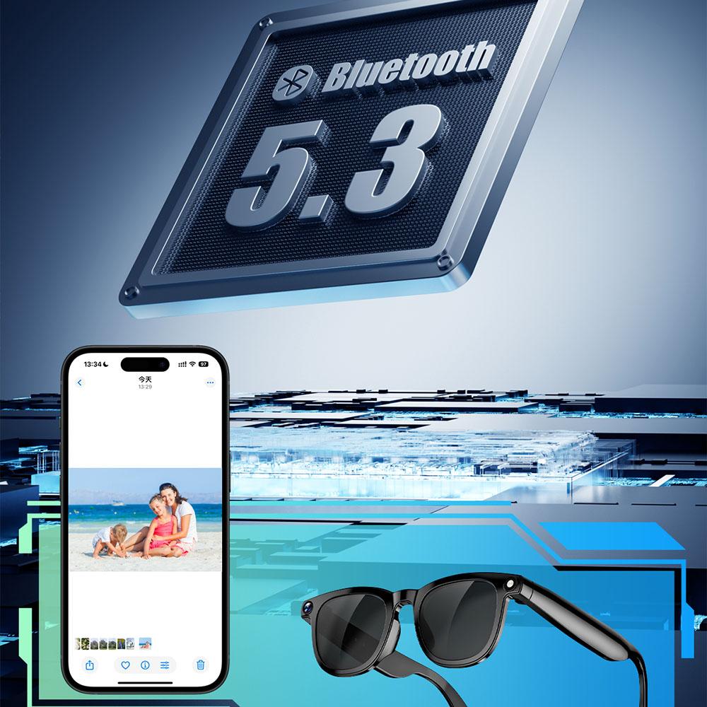 2025 New Smart Video Glasses 800W HD Camera Sport Headset Bluetooth Call Music AI Translation Wearable Cy01 Anti-Blue Light