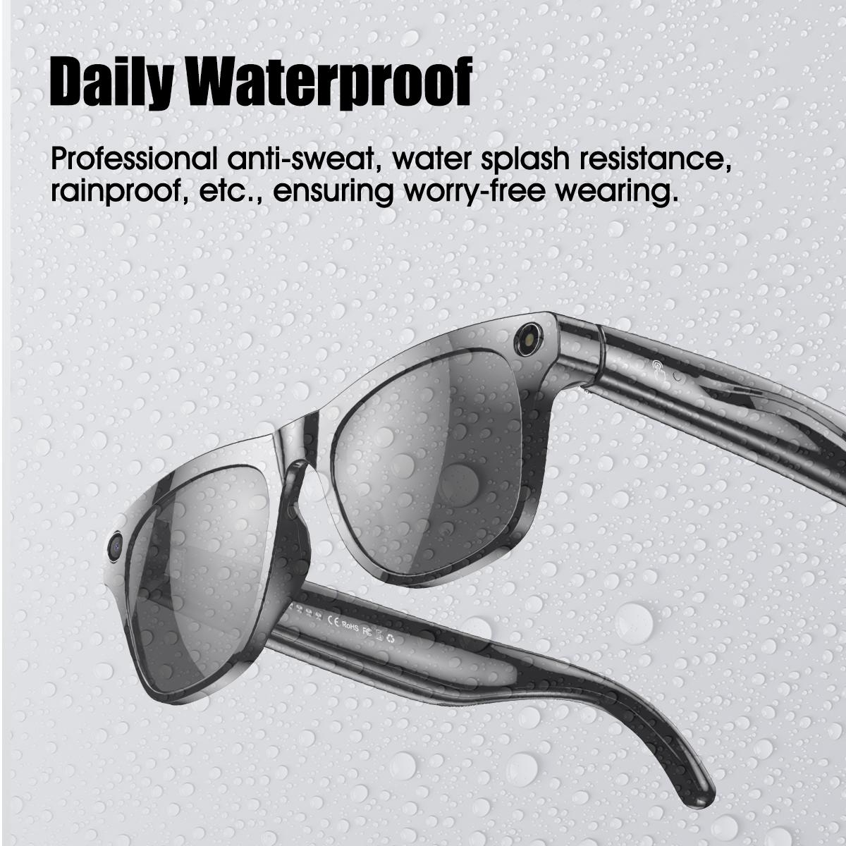 2025 Smart Glasses with HD Camera LED flashlight AI Translation Dialogue 260mAh Large Battery Touch Control Meeting Video Record Wearable