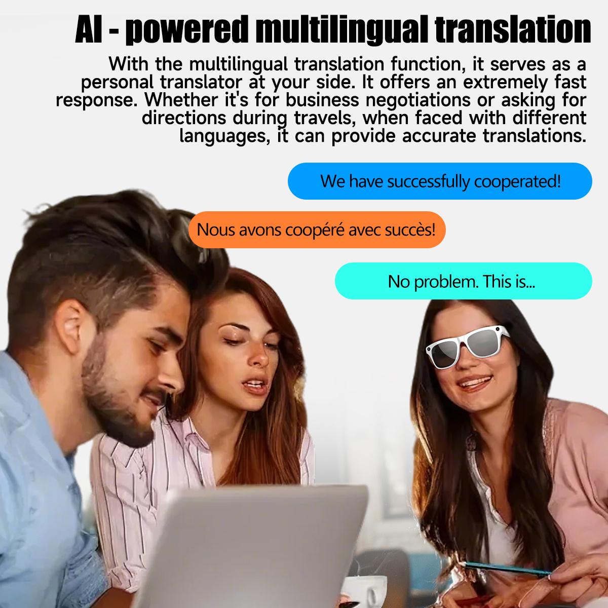 2025 Smart Glasses with HD Camera LED flashlight AI Translation Dialogue 260mAh Large Battery Touch Control Meeting Video Record Wearable - Image 5