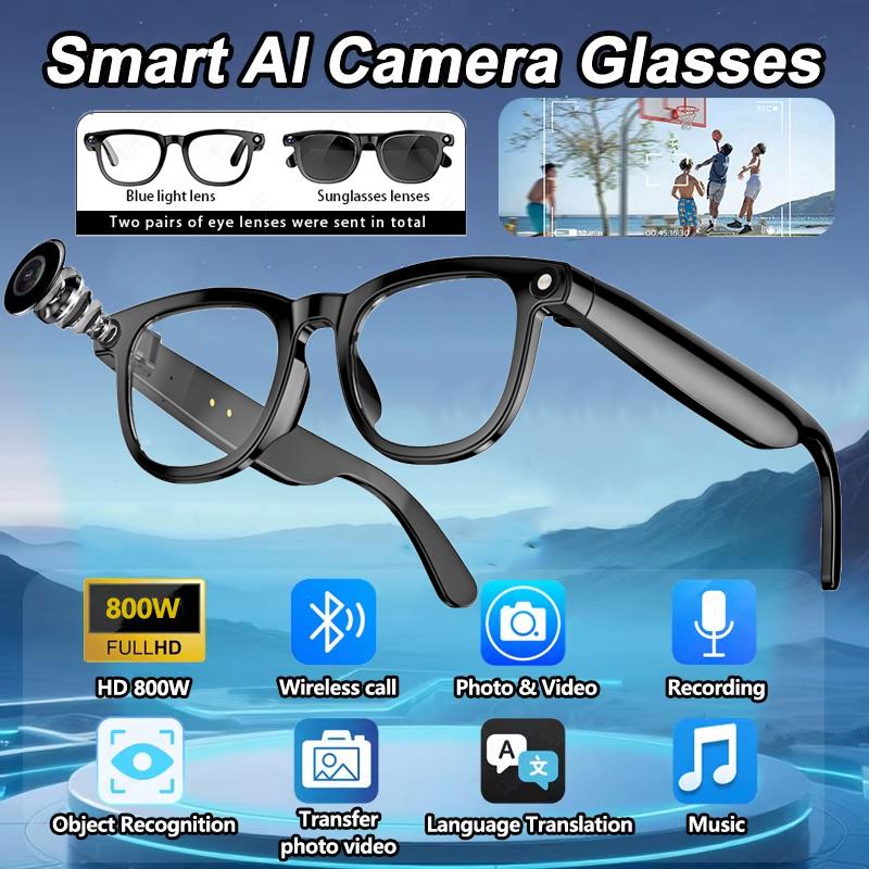 New Smart Bluetooth Glasses 800W Pixels Camera Video Meeting Recording Glasses AI Translation Voice Calling Sunglasses Men Women Wearable Chargeable Anti-Blue Lenses - Image 2