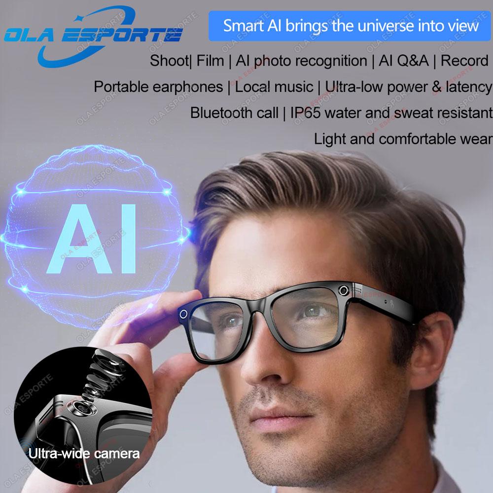 Upgrade Smart Glasses Men AI Language Translation Wireless Music Camera Control Bluetooth Call Sunglasses Sports Women Eyeglass Water Proof Wearable Dustproof Local Black - Image 2