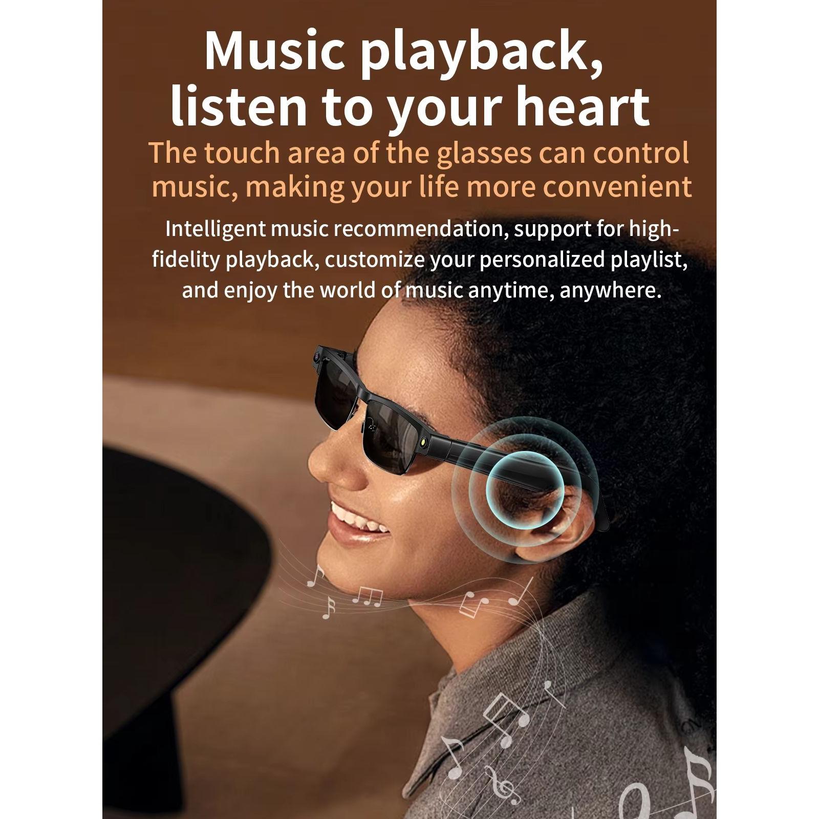 Camera Smart Glasses Photo Video Record BT Call Music Playback Smart Glasses Al Object Recognition Voice Assistant Sunglasses Bluetooth Android - Image 5