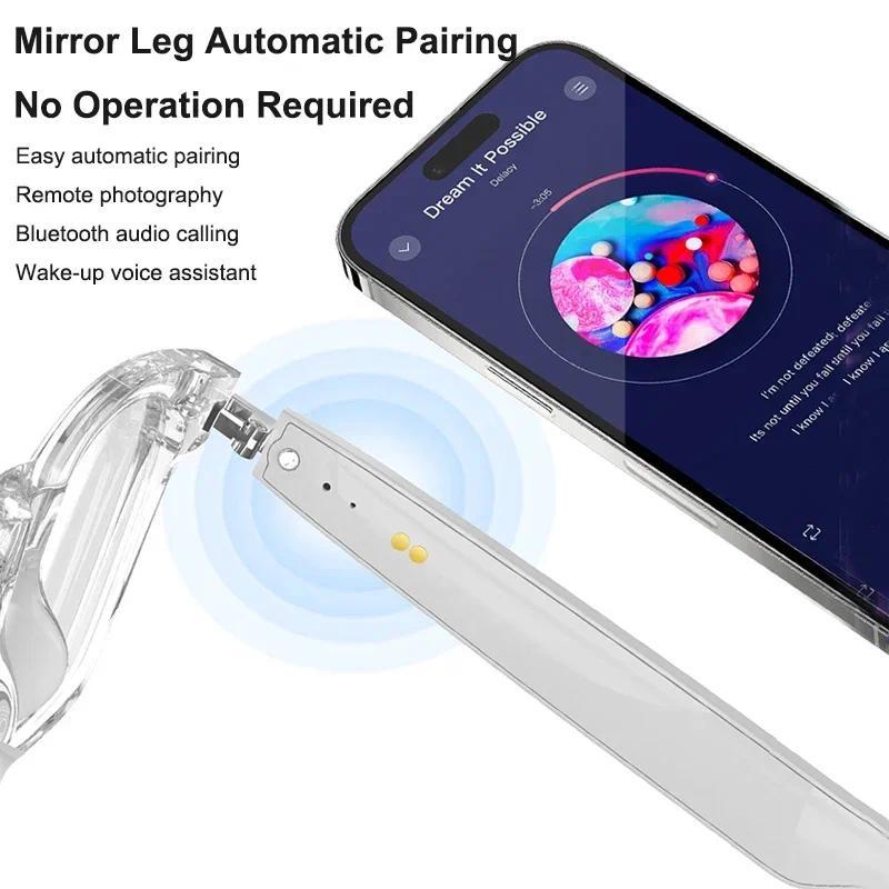 AI Real-time Translation Smart Glasses Wireless Bluetooth Call & Voice Assistant Touch Control Glasses with Mic Speaker Earphone Automatic Wearable D Style Full Frame