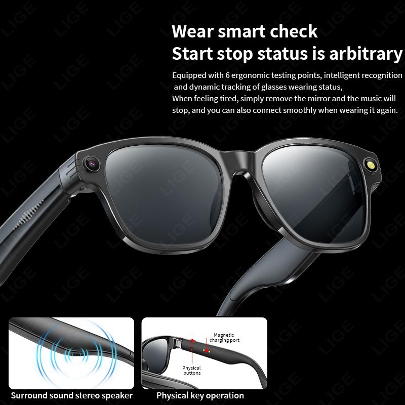 New AI Smart Glasses 800W Camera WIFI+Bluetooth Real-time Transmission Sunglasses Touch Control Video Record Glasses For XIAOMI